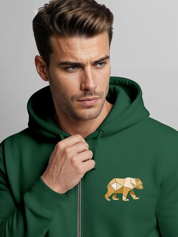 Neverless Sweatjacke 'Bär Polygon Gelb'‌‌ in Grün