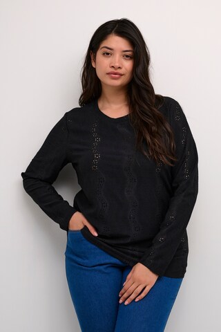 KAFFE CURVE Blouse 'Celina' in Zwart: voorkant