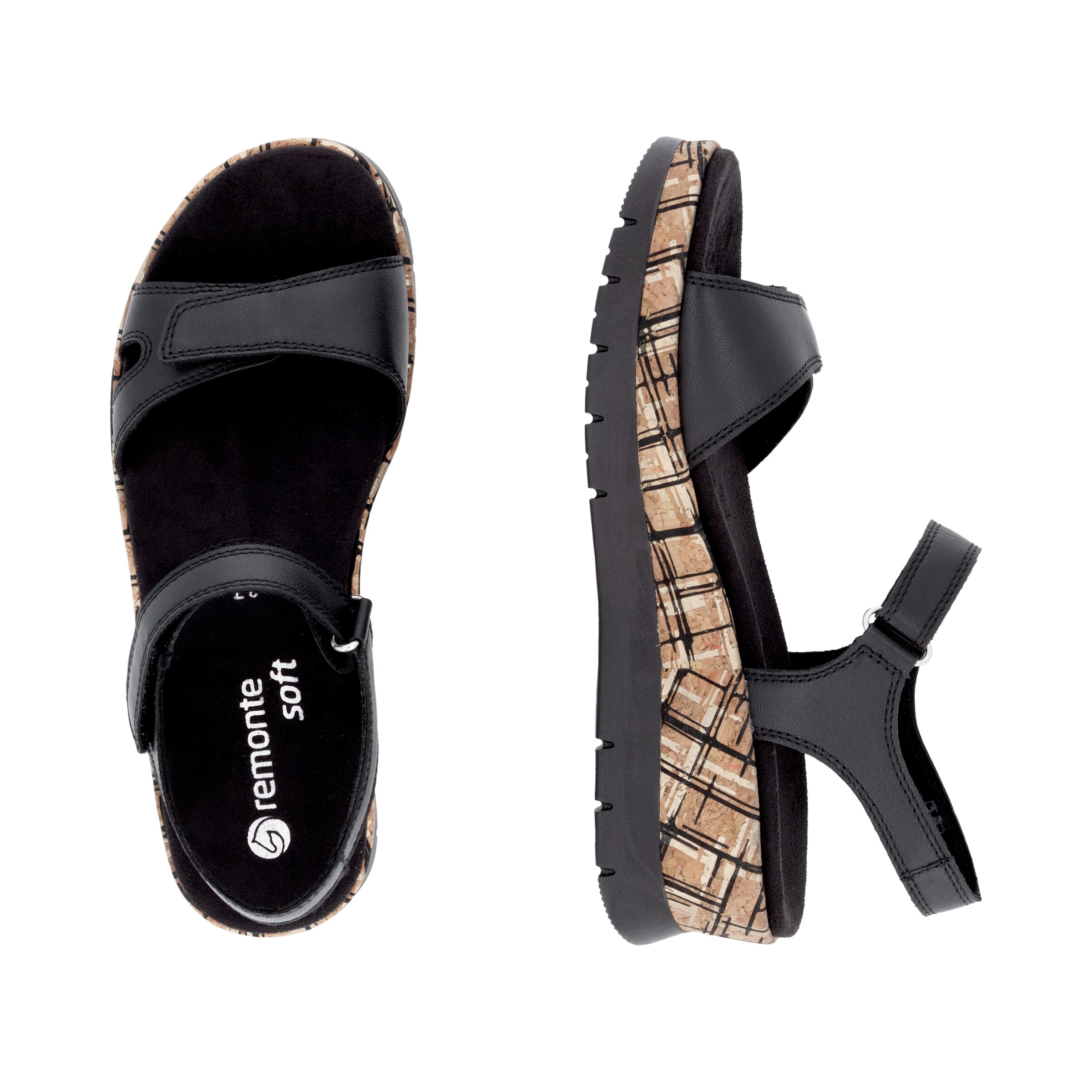 REMONTE Strap Sandals in Black