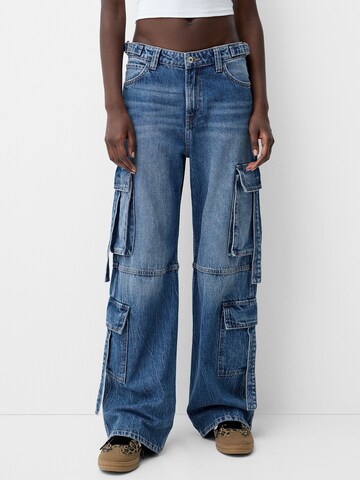 Wide leg Pantaloni eleganți de la Bershka pe albastru