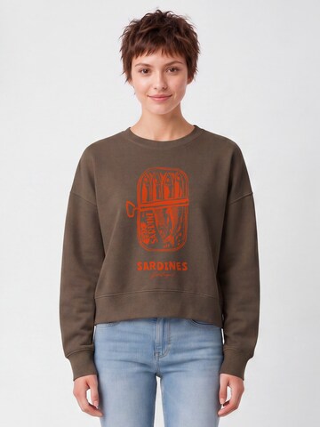 Sweat-shirt 'Sardines Portugal' Watapparel en marron : devant