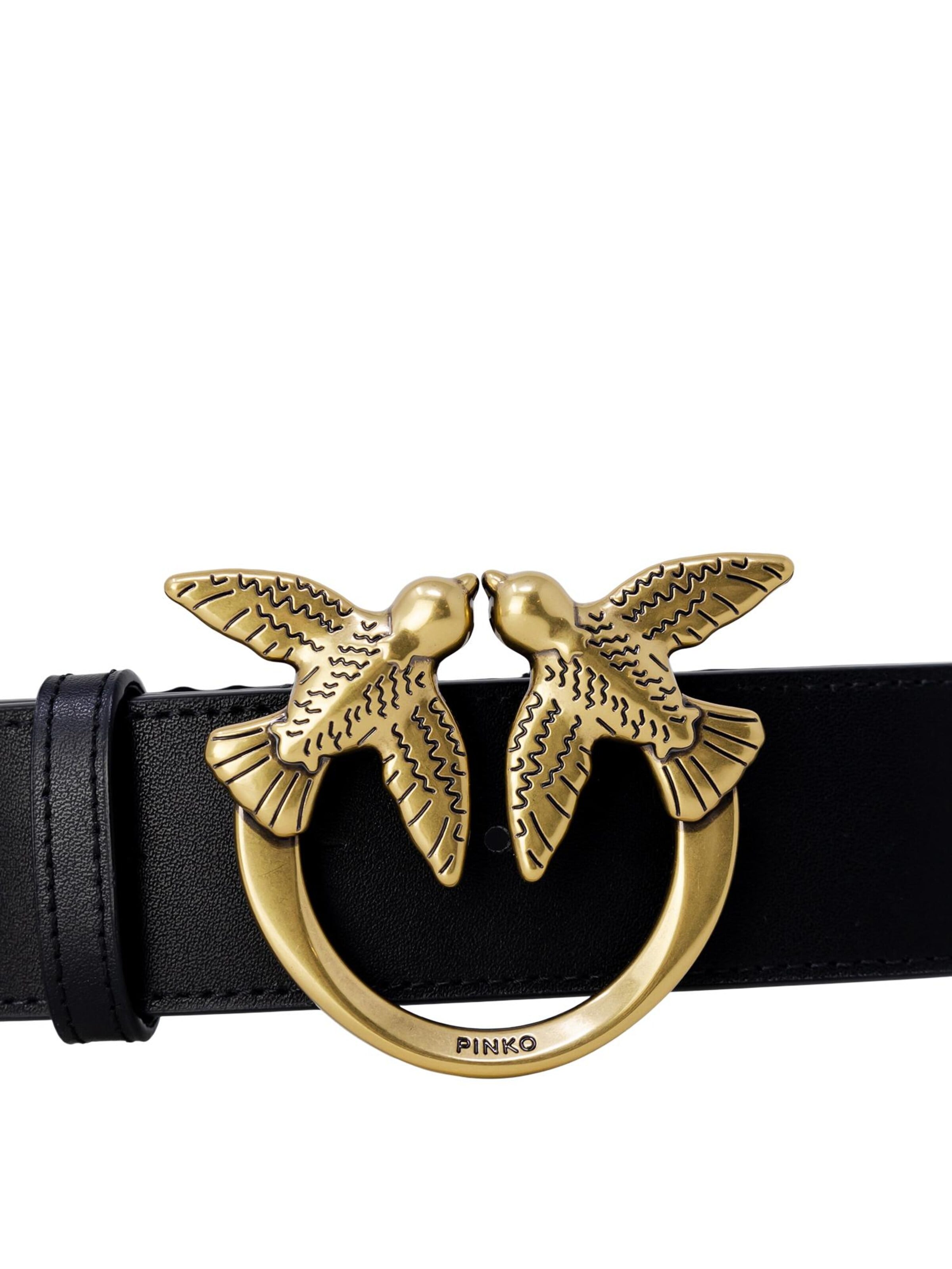 PINKO Riem 'ALTA LOVE BIRDS IN PELLE' in Zwart