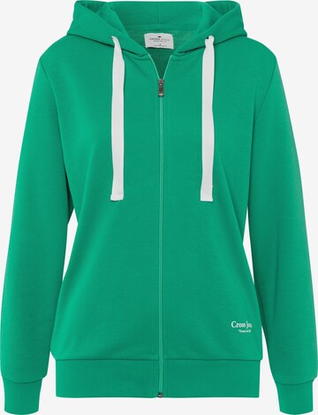 Cross Jeans Zip-Up Hoodie in Green: front