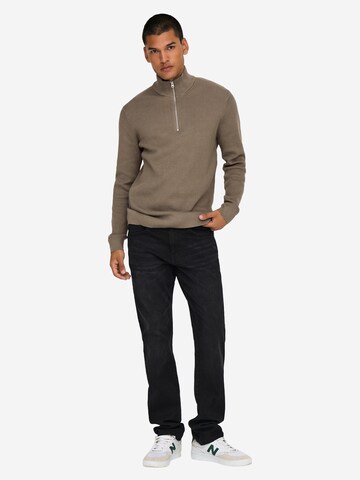 Only & Sons Sweatshirt 'Phil' in Brown