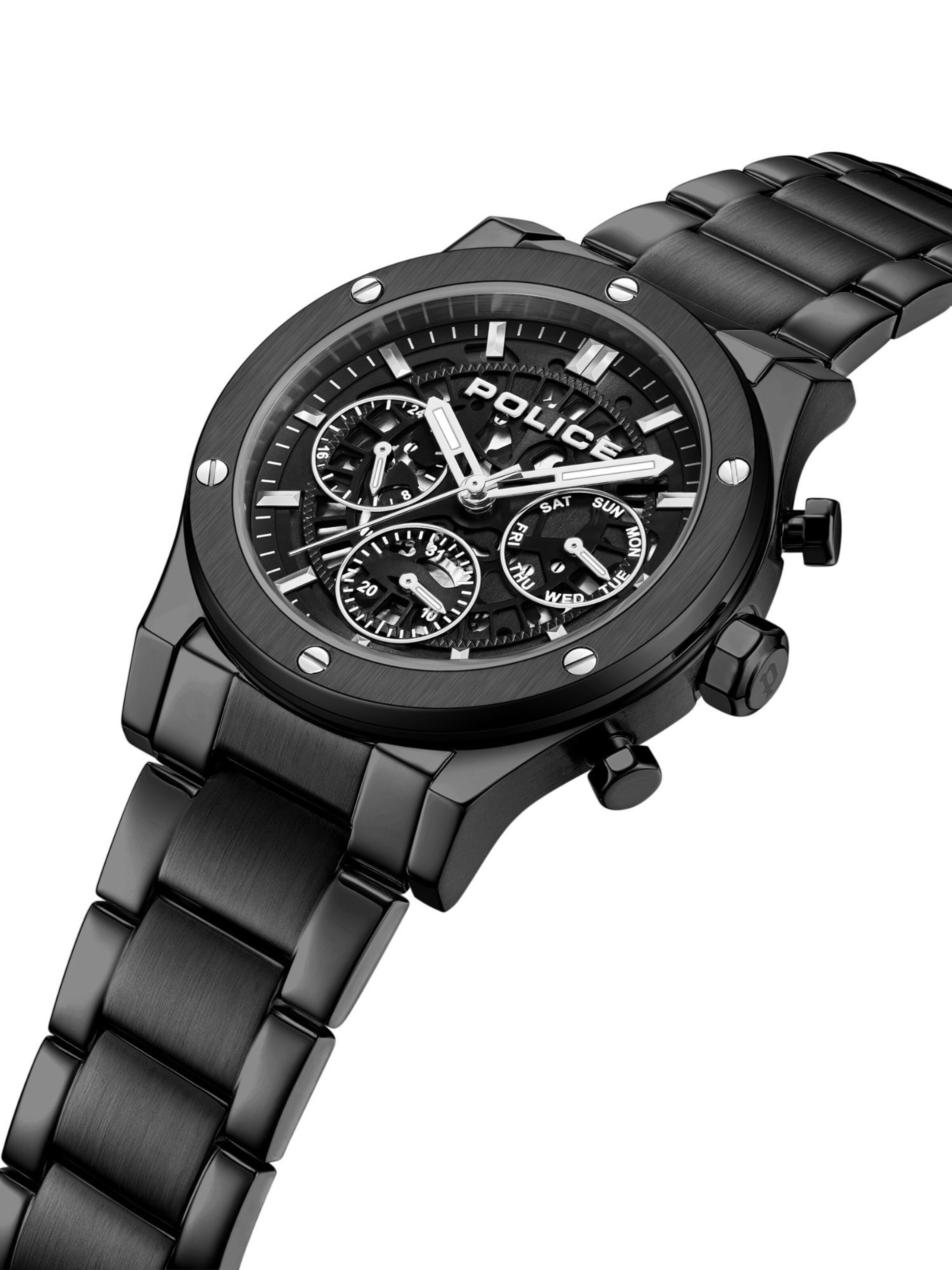 POLICE Analoog horloge 'Knotty' in Zwart