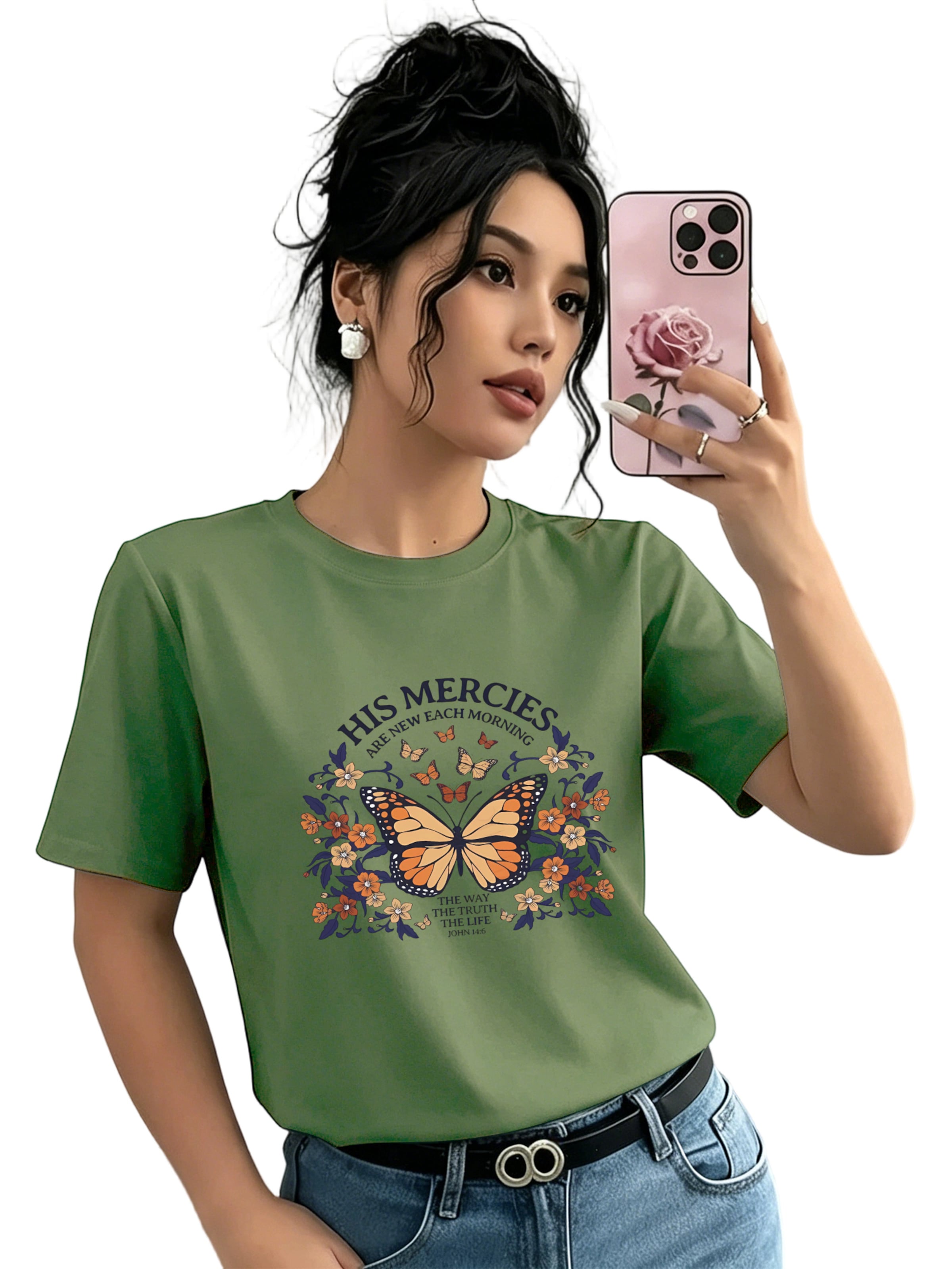 GORHEY Shirt 'Women's Summer Casual Cotton T-Shirt'‌‌‌‌‌‌ in Grün: Vorderseite