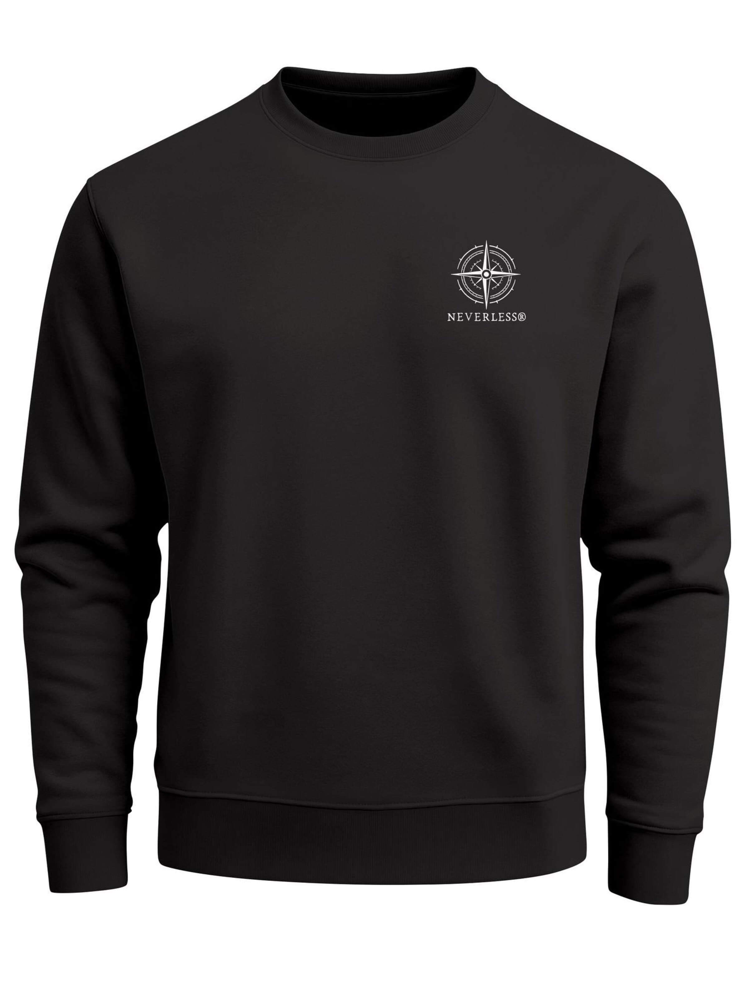 Neverless Sweatshirt 'Berg Kompass'‌‌‌‌‌‌‌‌‌‌ in Schwarz: Vorderseite