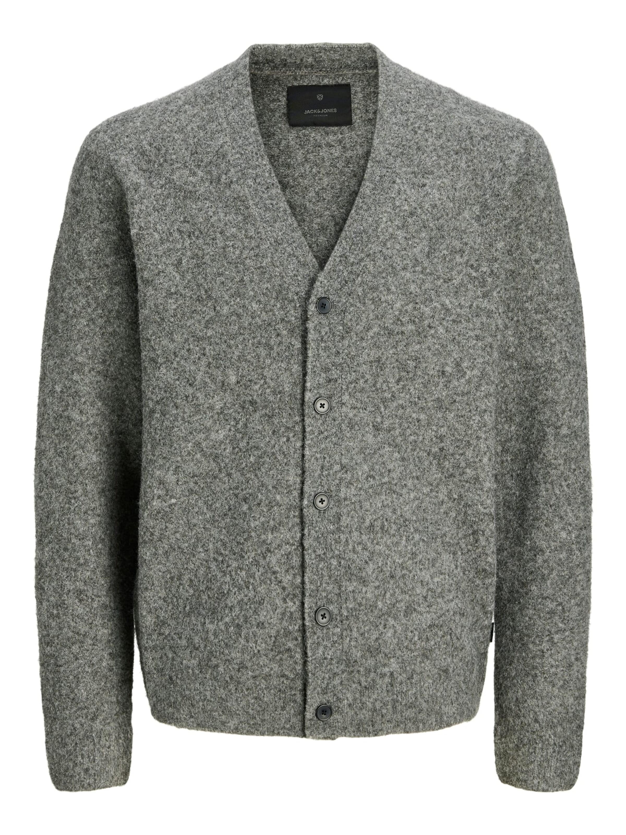 JACK & JONES Gebreid vest 'Simon' in Grijs: voorkant