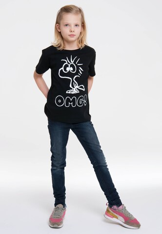 LOGOSHIRT Shirt 'Woodstock - OMG!' in Black