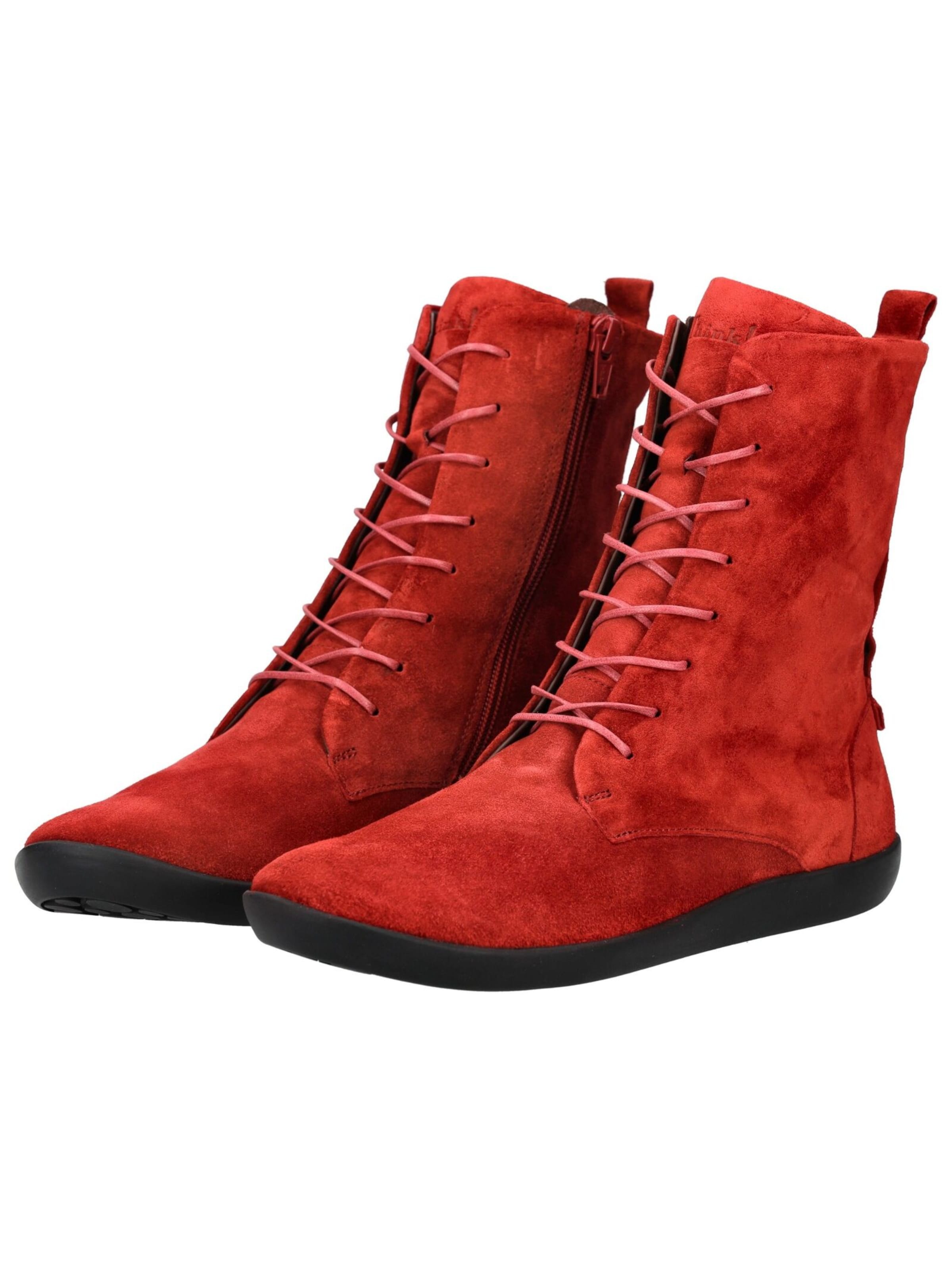 THINK! Lace-Up Ankle Boots in Red
