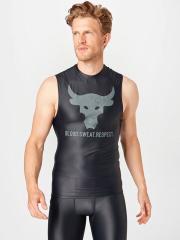 UNDER ARMOURTehnička sportska majica 'Project Rock' - crna boja: prednji dio
