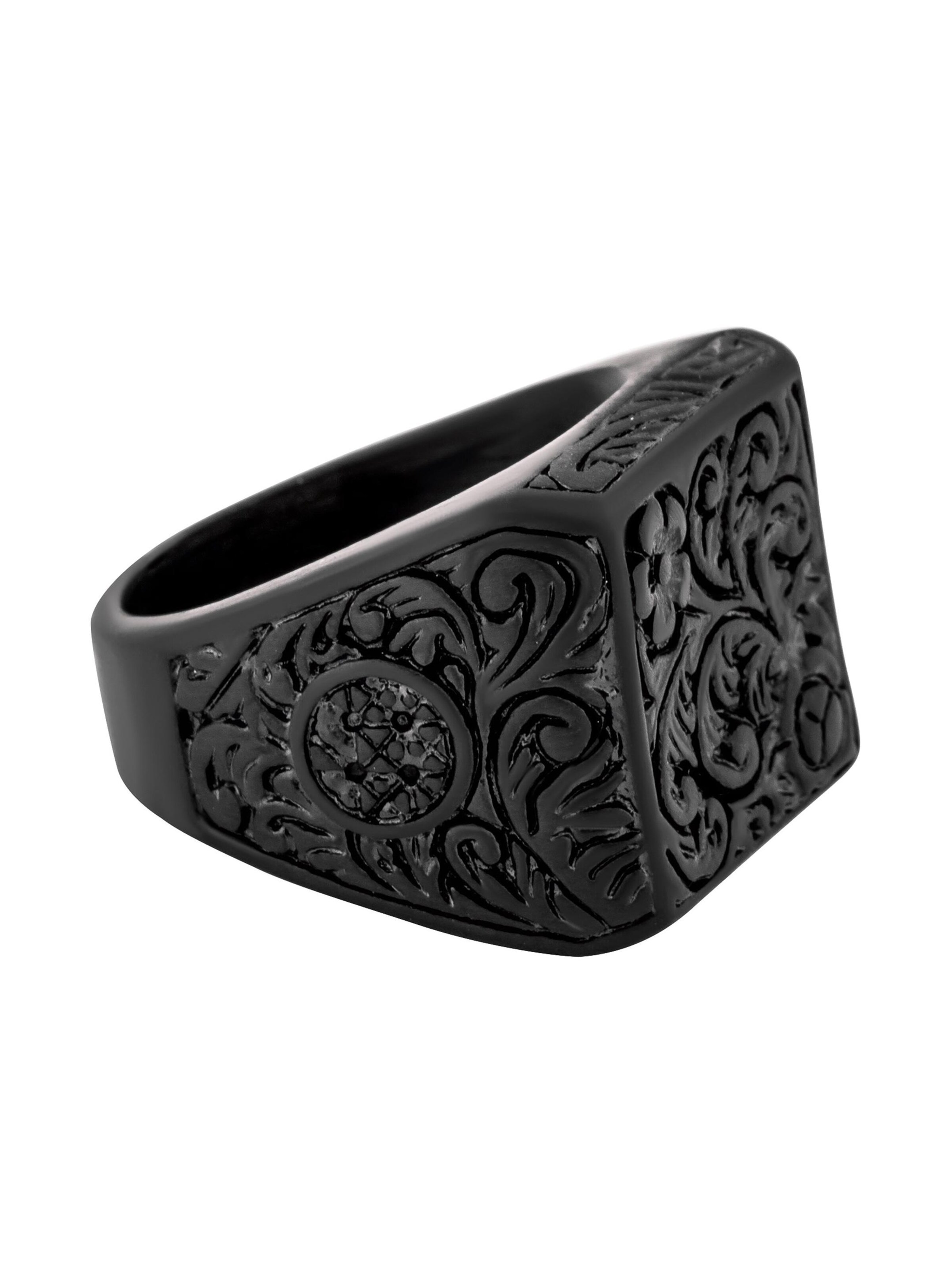 Akitsune Ring 'Floral'‌‌‌‌‌ in Schwarz