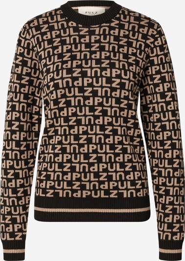 PULZ Jeans Džemperis 'NOELLE', krāsa - gaiši brūns / melns, Preces skats