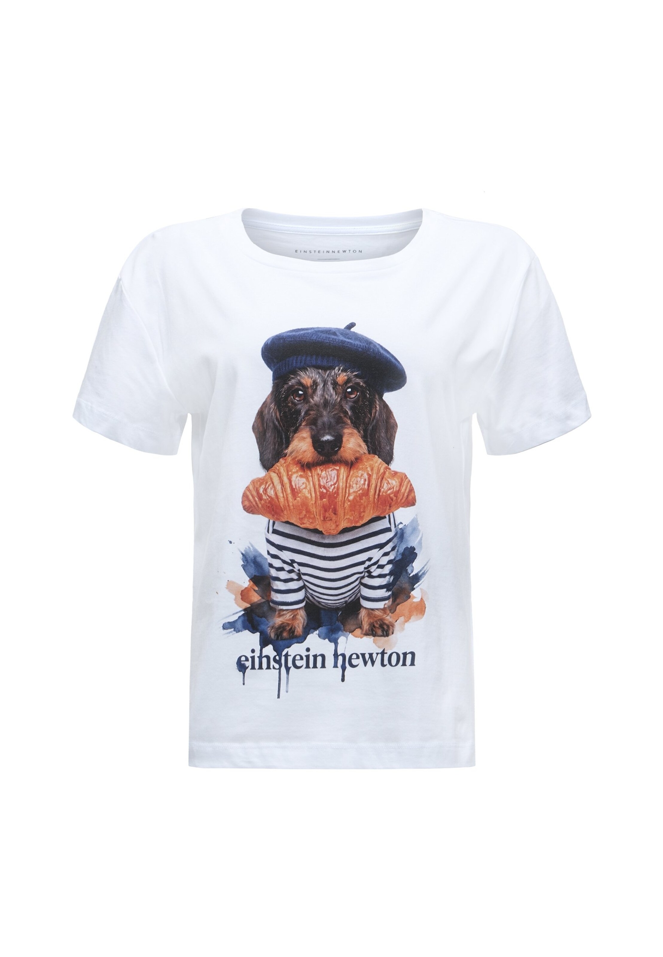 Maglietta 'Französischer Dackel' di EINSTEIN & NEWTON in bianco: frontale