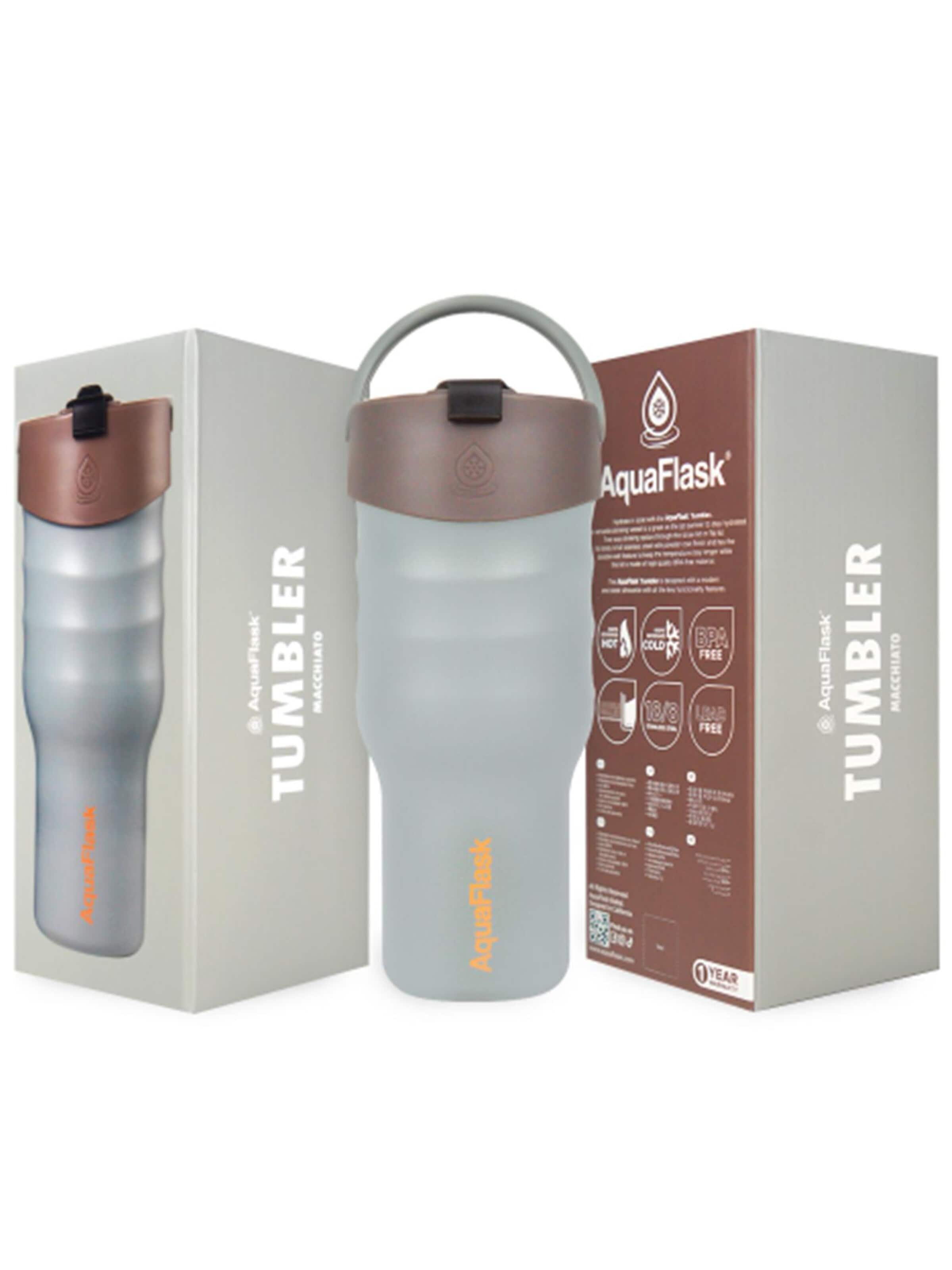 AquaFlask Láhev na vodu 'AquaFlask Termoláhev TUMBLER 887 ml' – šedá