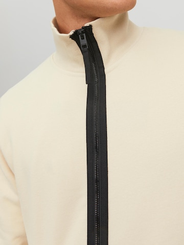 JACK & JONES Zip-Up Hoodie in Beige