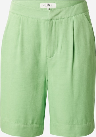 JUST FEMALE Lużny krój Spodnie w kant 'Caro' w kolorze zielony: przód