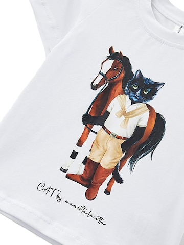 Maglietta 'Rider Cat' di Cat e Lolette in bianco