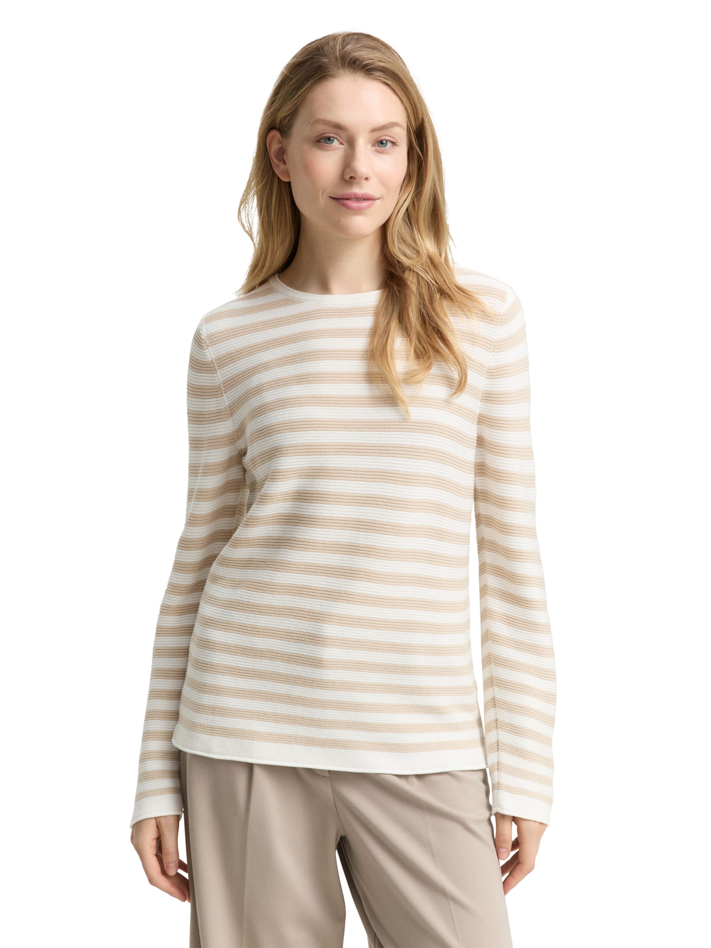Pull-over TOM TAILOR en beige : devant