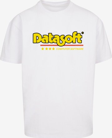 F4NT4STIC Shirt 'DATASOFT Logo yellow Retro Gaming SEVENSQUARED' in Wit: voorkant