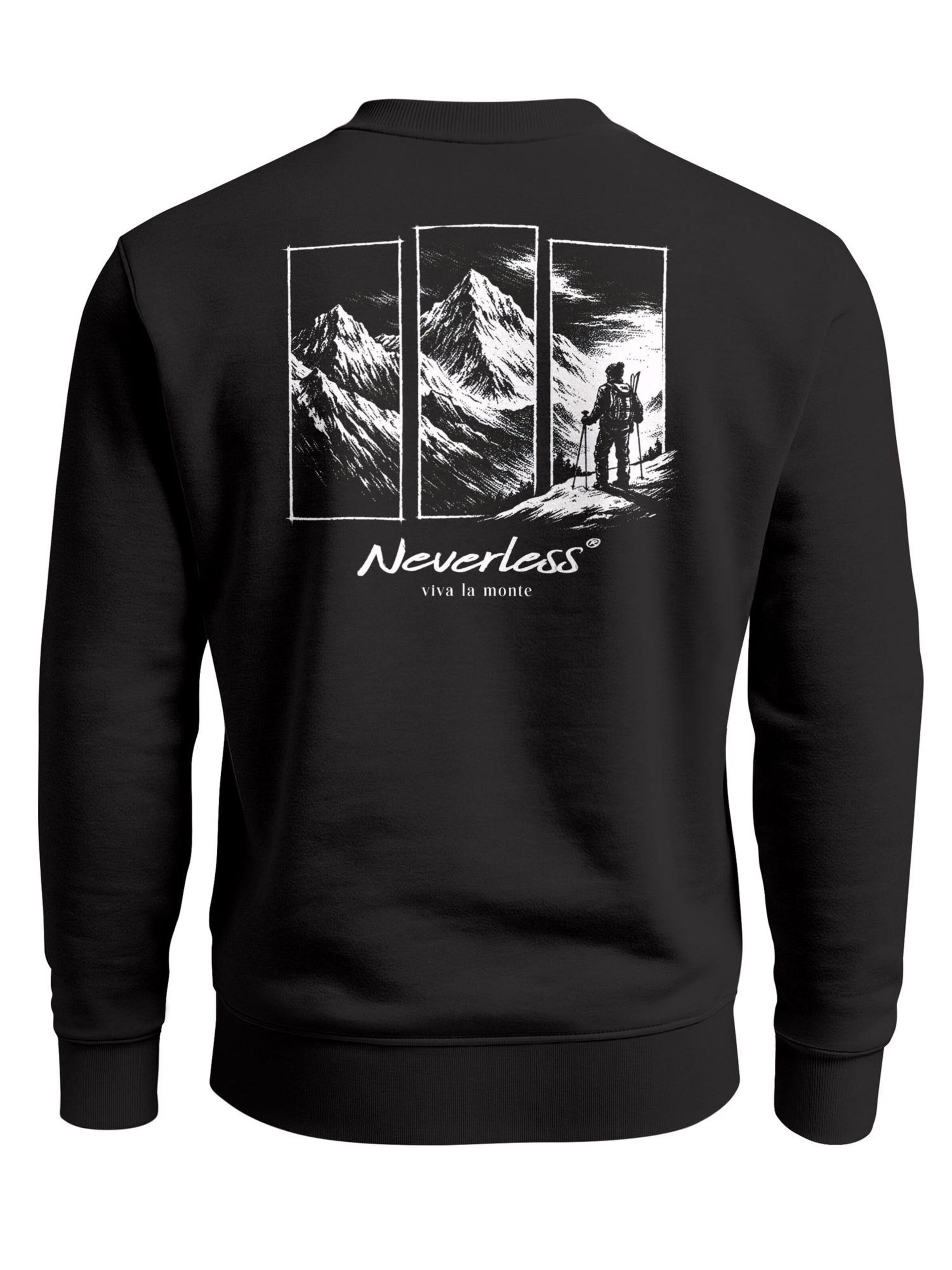 Neverless Sweatshirt 'viva la monte'‌‌‌‌‌‌‌ in Schwarz