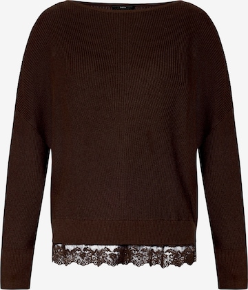 zero Strickpullover mit Spitzenkante in Braun: Vorderseite