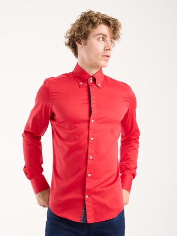 Slim fit Camicia business di 7Camicie in rosso