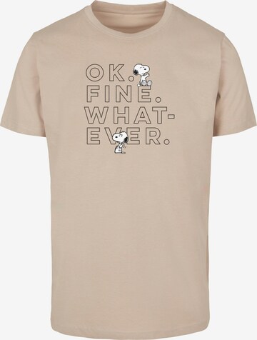 Maglietta ' Peanuts - Ok Fine Whatever ' di Merchcode in beige: frontale