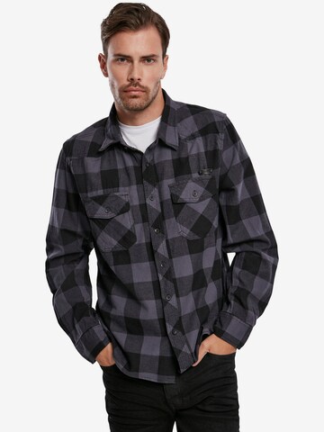 Brandit Regular fit Button Up Shirt in Black: front