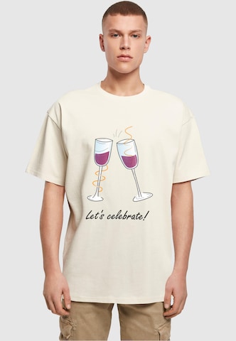 Merchcode Shirt 'Lets celebrate' in Beige: front