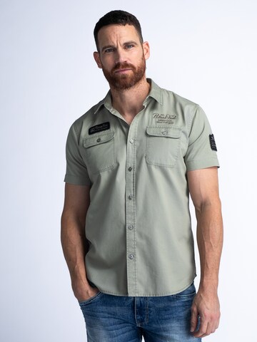 Petrol Industries Regular fit Button Up Shirt in Green: front