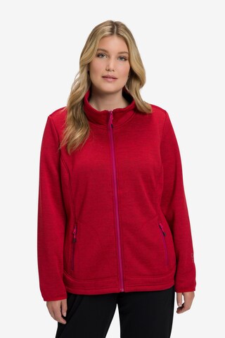 Ulla Popken Fleece jas in Rood: voorkant