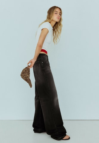 Wide leg Jeans de la Bershka pe negru