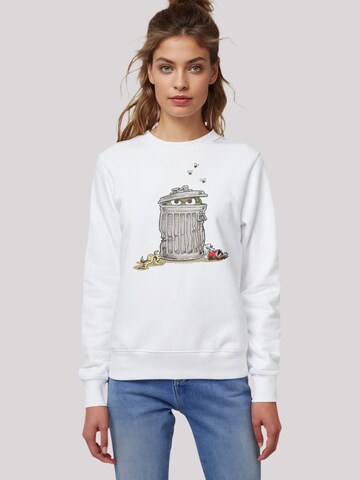 F4NT4STIC Sweatshirt 'Sesamstraße Oscar Tresh Box' in Weiß: Vorderseite