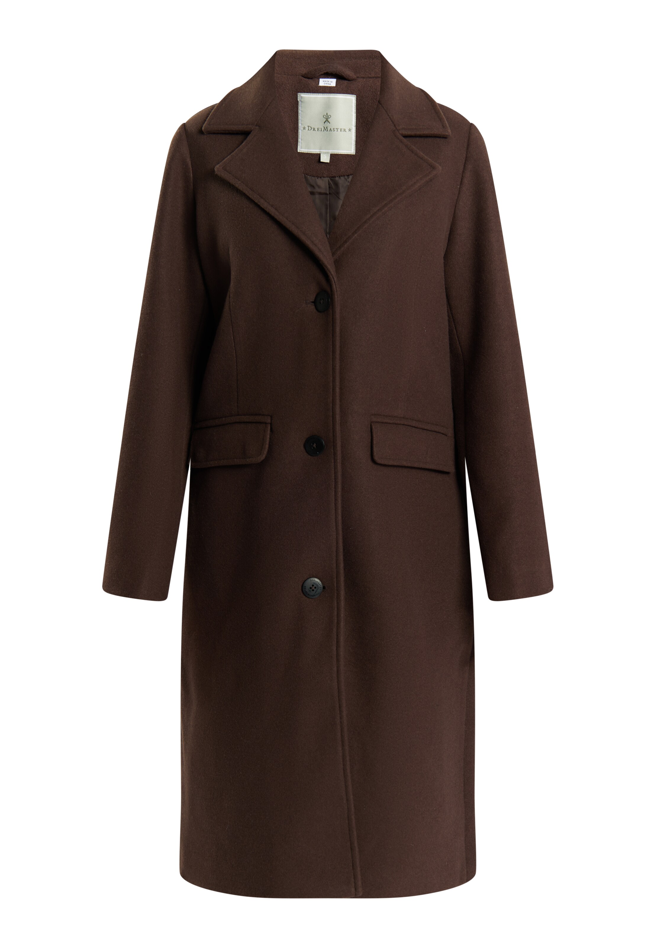 DreiMaster Klassik Kevad-sügismantel, värv pruun: eest vaates
