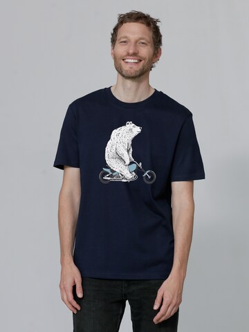 T-Shirt 'Bär auf Bike' Watapparel en bleu : devant