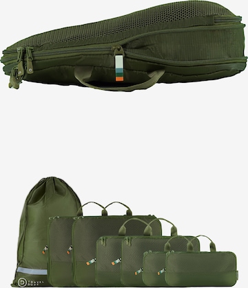 TRAVEL DUDE Reisetasche 'Packing Cubes Set 7-tlg. mit Kompression aus recycelten Plastikflaschen | Leichte Packwürfel | Packtaschen Set für Rucksack & Koffer' in Grün: Vorderseite