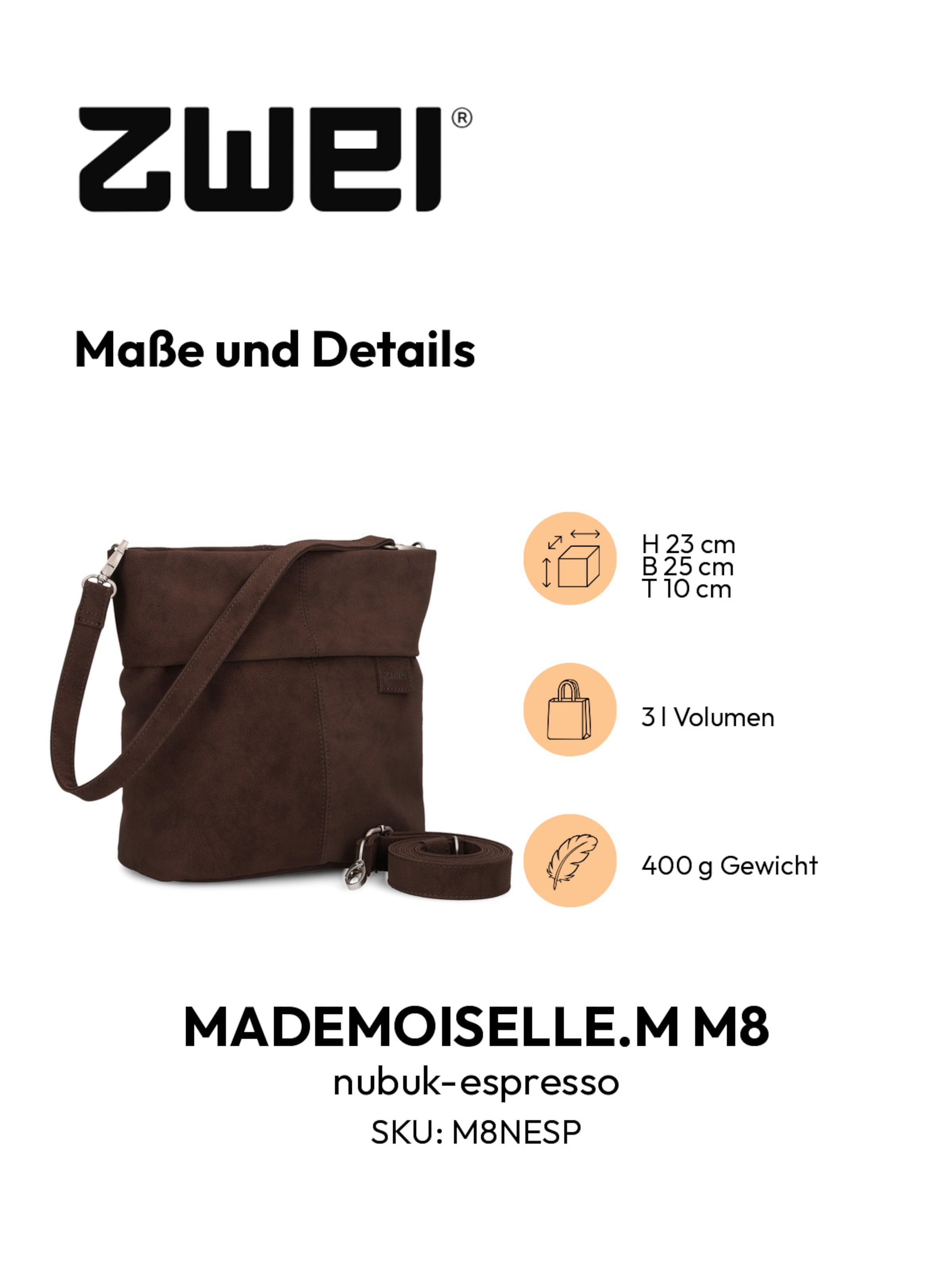 Borsa a mano 'MADEMOISELLE.M M8' di ZWEI in marrone