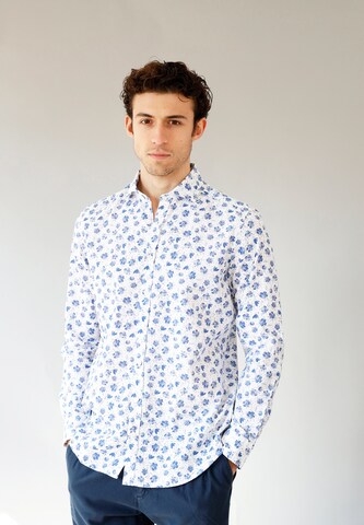 Black Label Shirt Regular fit Button Up Shirt 'Miamice' in White: front