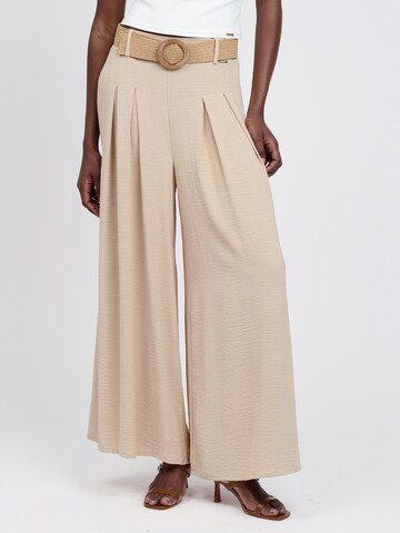 Wide Leg Pantalon à pince Influencer en beige : devant