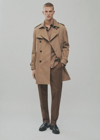 MANGO MAN Regular Pleated Pants 'Nicco' in Brown