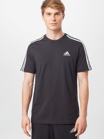melns ADIDAS SPORTSWEAR Sporta krekls 'Essentials 3-Stripes': no priekšpuses