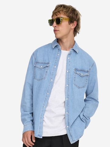 Only & Sons Regular fit Button Up Shirt 'Bane' in Blue