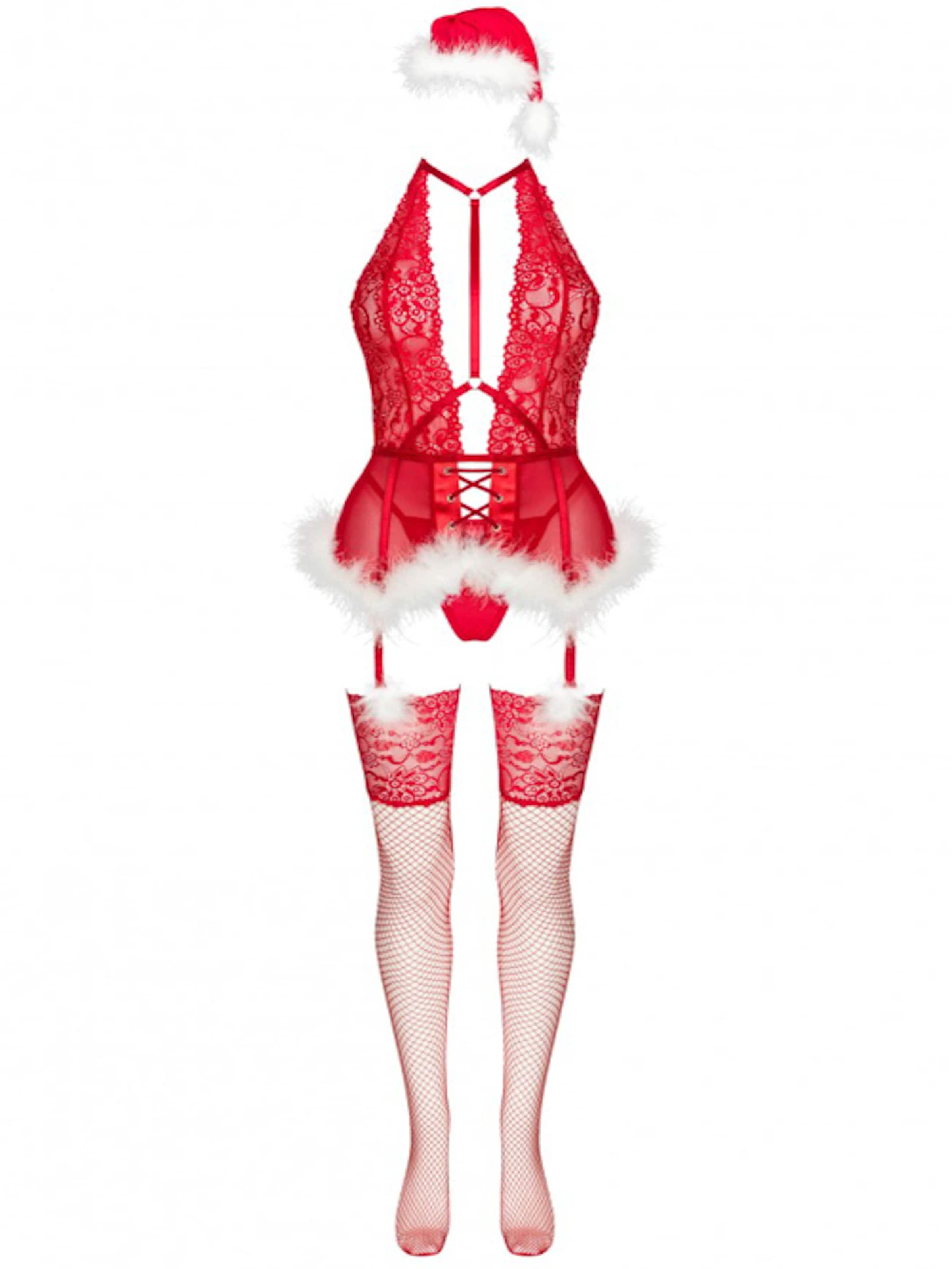Livco Corsetti Negligée 'Alimena Weihnachts Set'‌‌‌‌‌‌‌‌‌ in Rot: Vorderseite