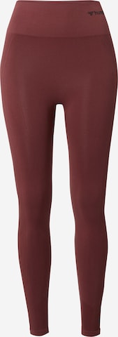 Skinny Pantalon de sport 'Tif' Hummel en marron : devant