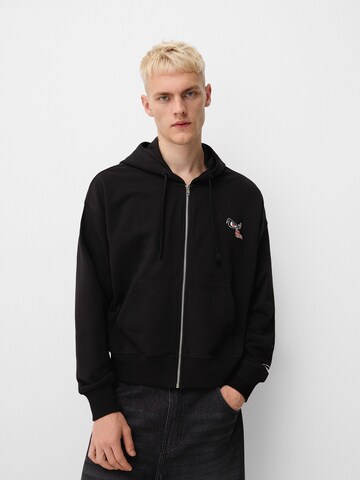 Bershka Tréning dzseki 'NO FEAR' - fekete