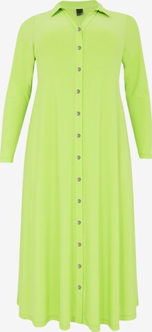 Yoek Shirt Dress in Green: front