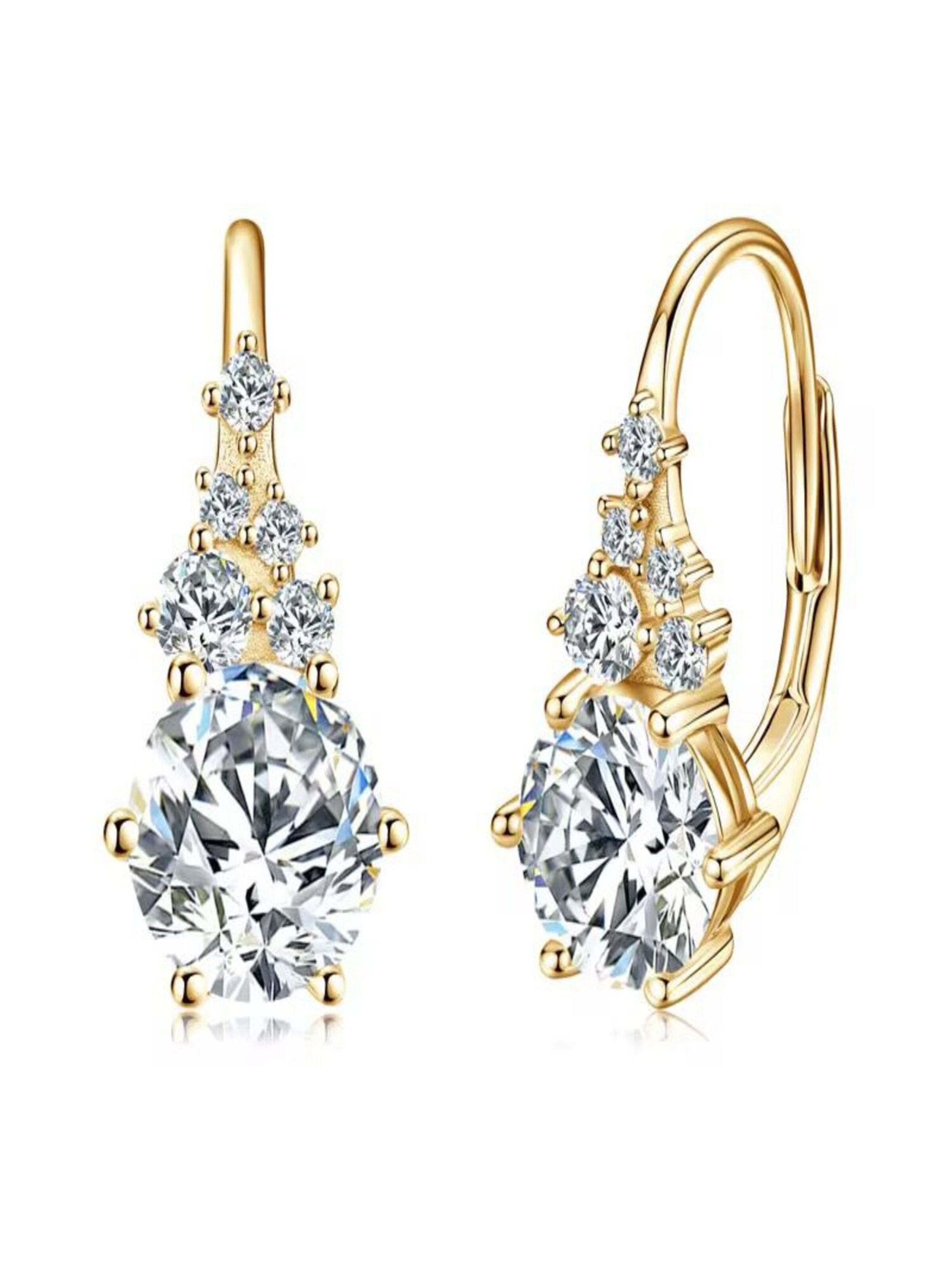 ROUGEMONT Jewellery Earrings 'Funkelnde Moissanit Creolen mit Echtheitszertifikat' in Gold: front