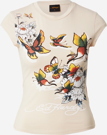 Ed Hardy - Camiseta en marrón: frente