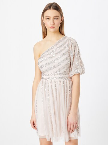 Maya Deluxe Cocktail Dress in Beige: front